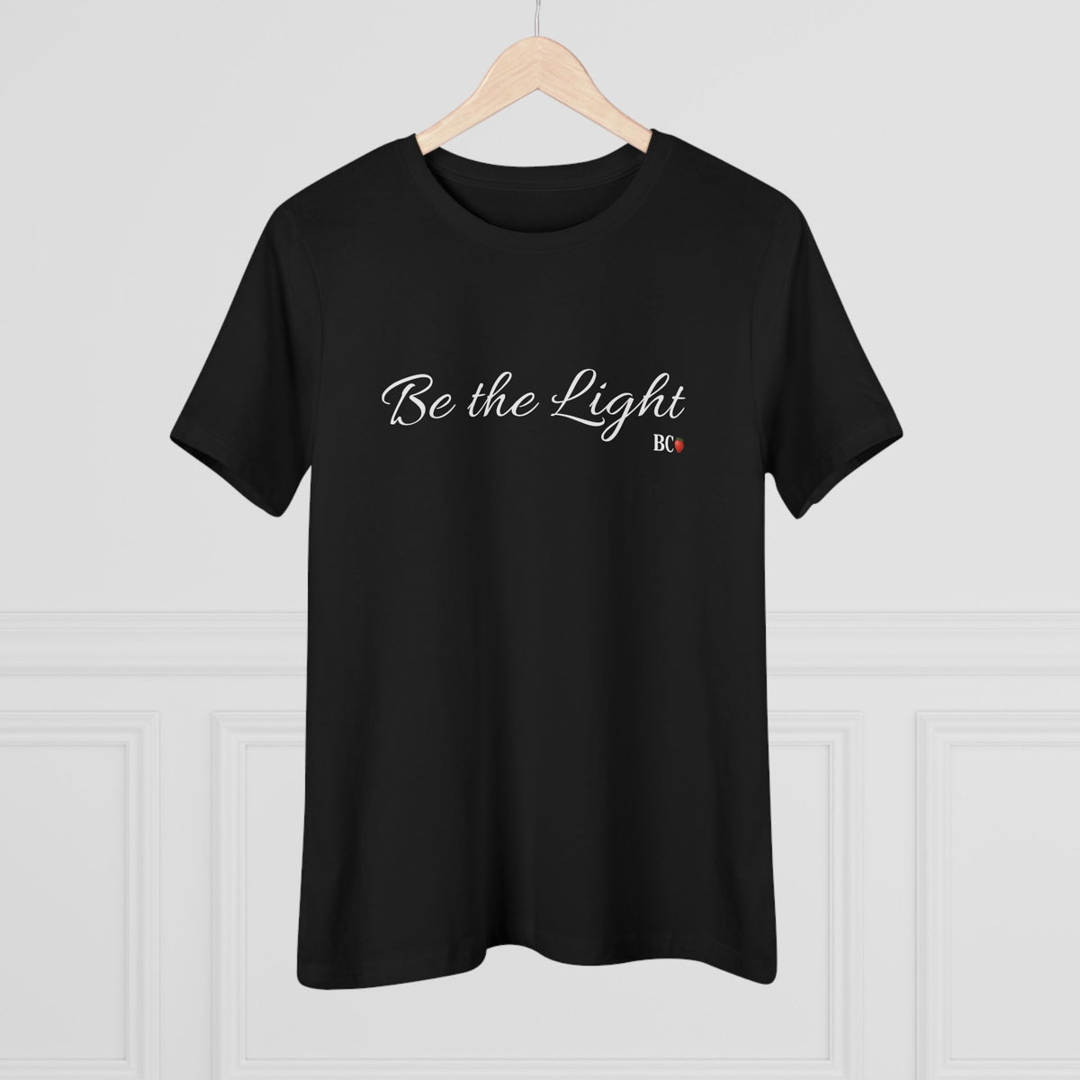 Be the Light Women's Cotton Tee – Inspirational Script Faith T-Shirt